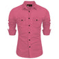 Rebelify Double Pocket With Flap Men Cargo Cotton Shirt Pink