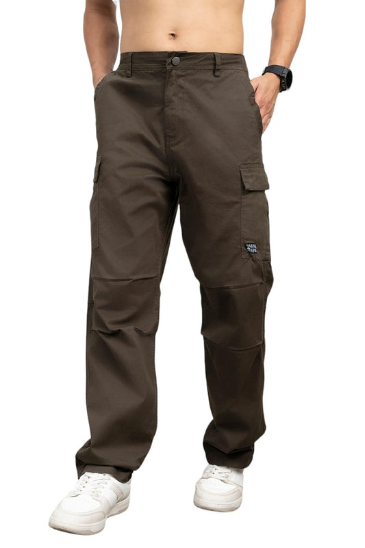 Hubberholme Men Cotton Loose Fit Mid-Rise Trousers |7| Olive