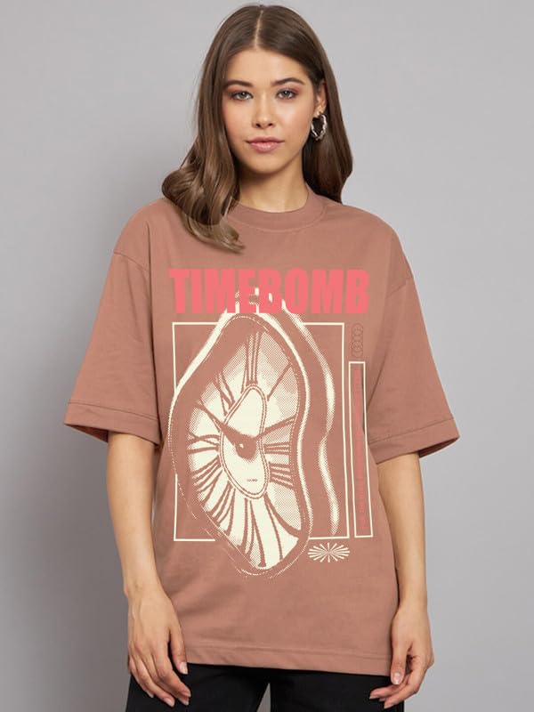 Juneberry Pure 100% Cotton Oversized Loose Baggy Fit Drop Shoulder Latest Aesthetic & Cool Graphic Prinred Half Sleeve T-Shirts