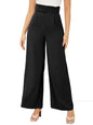 KOTTY Womens High Rise Viscose Rayon Flared Fit Solid Trousers Jet Black