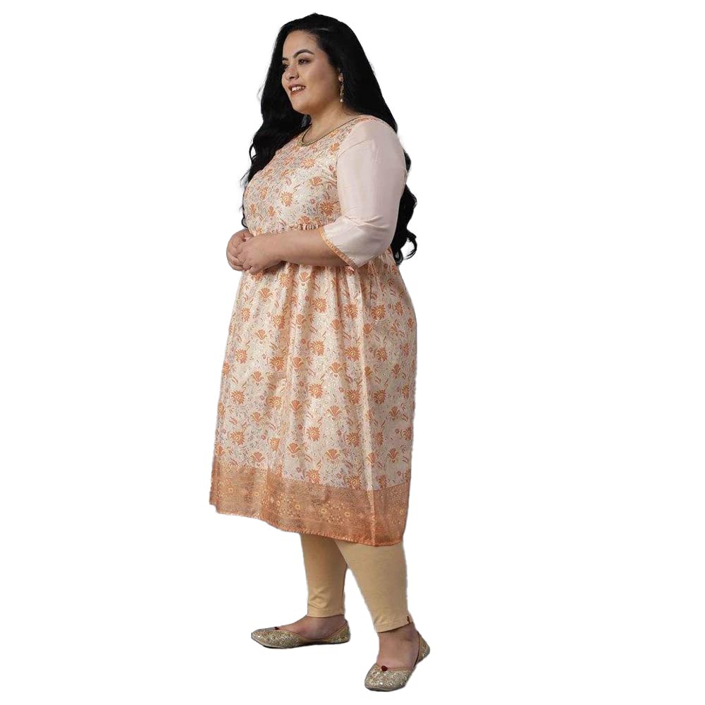 Aurelia Printed Polyester Round Neck Womens Calf Length Kurta (A21AU503387-P)