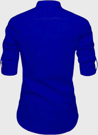 Deemoon MenS Full Sleeve Short Kurta Shirt With A Trendy Mandarin Collar Crafted From A Premium Cotton Blend For Comfort Ideal