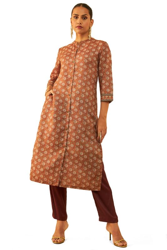 Soch Womens Rayon All-Over Floral Print Straight Kurta with Pocket