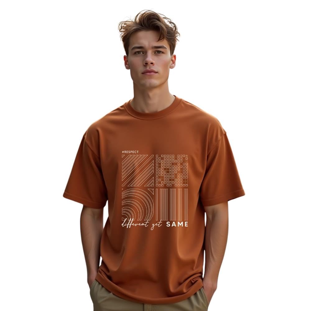 Nobero MenS Cotton Graphic Print Oversized Fit T-Shirt (1M-Twrt-C0773-Ns_Brown