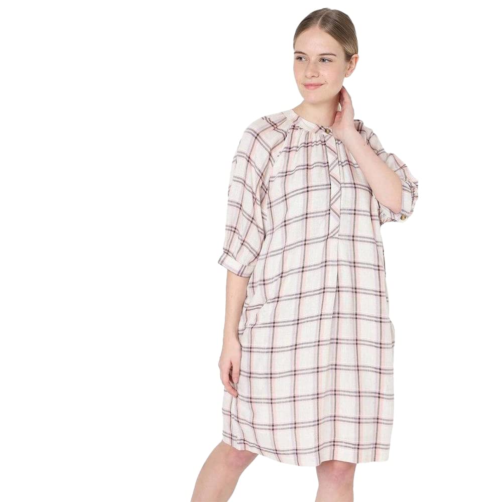 Vero Moda Checks Round Neck Viscose Womens Dress (S22Vm10276303004, White, Large)