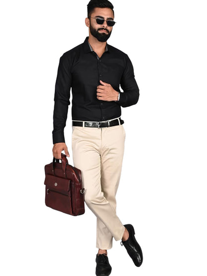Tee Projekt Premium Plain Cotton Shirt for Men | Cotton Shirt | Casual Shirt | Solid Shirt | Full Sleeves | Formal Shirt (NS-ST1