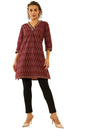 Soch Womens Maroon Cotton Floral Printed Short Kurta With Zari Work