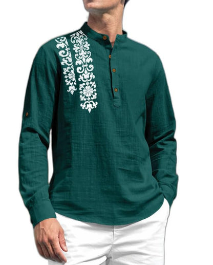 Finivo Fashion MenS Cotton Blend Short Kurta Shirt | Casual Ethnic Wear With Roll-Up Sleeves & Mandarin Collar | Comfortable Fi