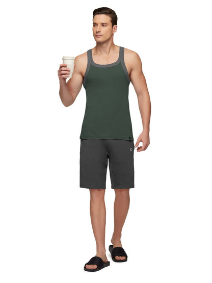 XYXX Mens Super Combed Cotton Square Neck Knitted Vest - High Moisture Absorbing Innerwear for Men with Anti-Bacterial Silver F