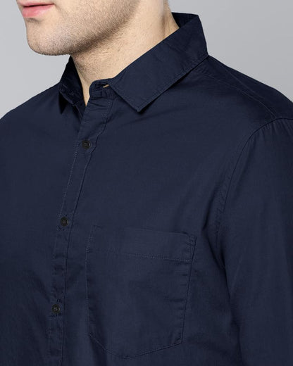 Eyebogler MenS Casual Solid Shirt Navy Blue