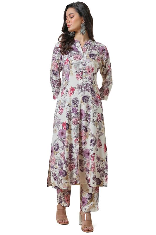 Soch WomenS Rayon Co-Ords Set (Cwa4Ks10430A_Off White