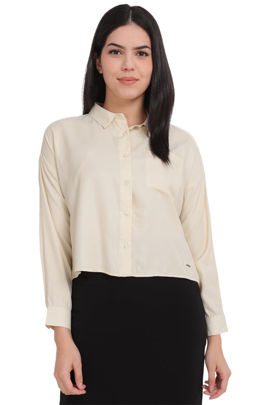 Allen Solly Women Regular Fit Solid Formal Polyester Full Sleeve Shirt