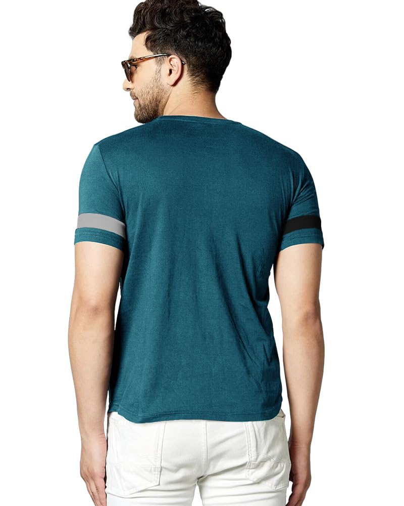 Noble Monk Men Regular Fit T-Shirt | Round Neck | Half Sleeve | Self Design | Casual T Shirt For Men