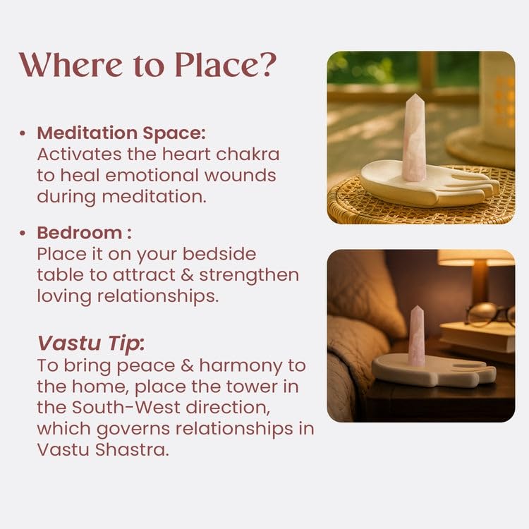 Astrotalk Love Attraction Crystal Tower | Natural Rose Quartz Stone for Self-Love, Harmony & Relationship Energy | Vastu Items for Home Decor | Gift for Man & Woman | Valentine Gift for Girlfriend