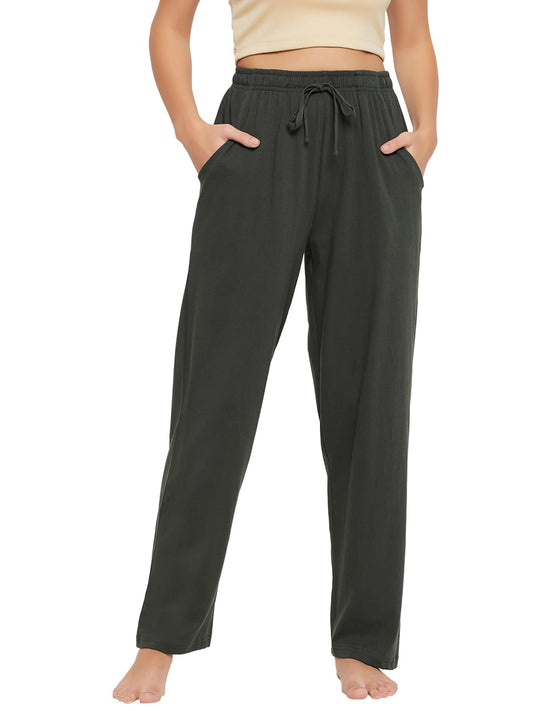 Clovia Womens Cotton Rich Solid Pyjama (LB0173D17_Green_S)