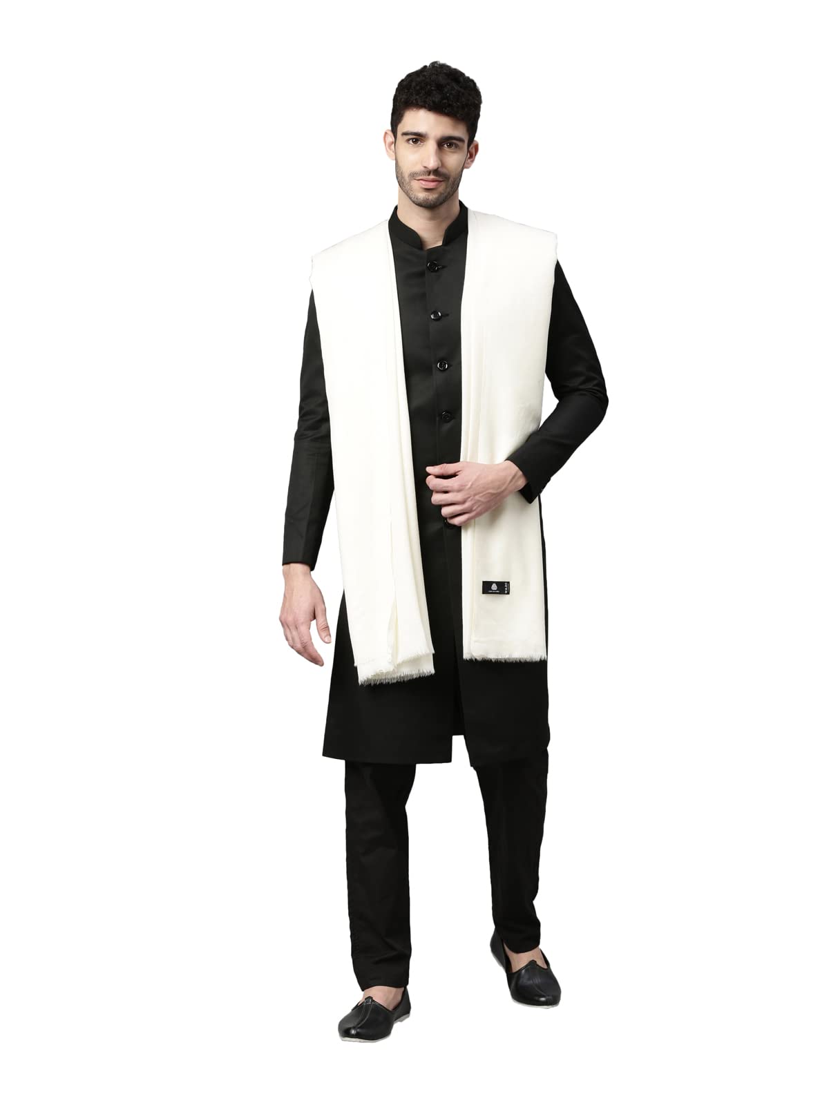 Pashmoda Men Sarmia Pure Wool Toosha Shawl (Beige Size 132X271 Cms)