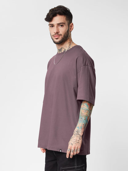 The Souled Store Original Solids Oversized: Mauve Men Oversized T-Shirts