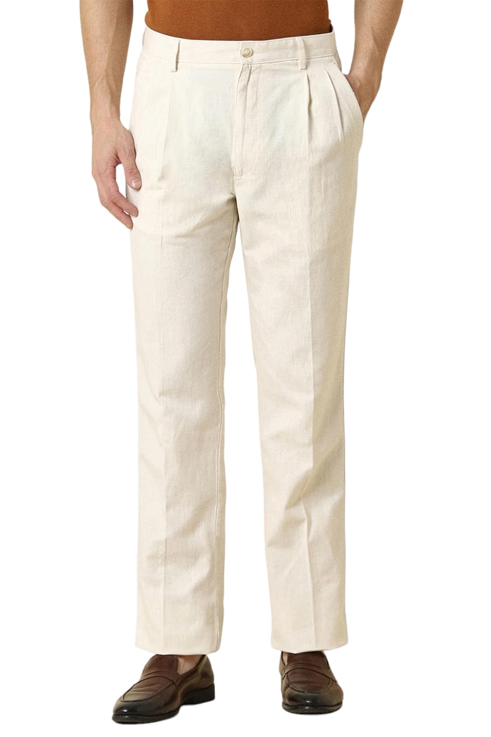 Allen Solly Men Regular Fit Casual Cotton Polyester Linen Pants