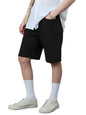 The Souled Store Denim Shorts: Sleek Black Men and Boys Buttoned Knee Length Solid Regular Fit Cotton Denim Shorts