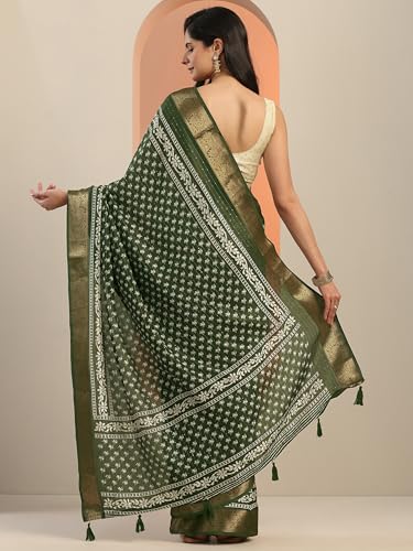 Libas Womens Woven Design Silk Blend Saree With Blouse Piece