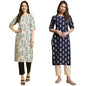 Pinkmint Printed Round Neck Kurta Set for Women ll Kurti & Pant Set for Women ll Regular Fit Kurta Set (Pack of 2) Red-Black