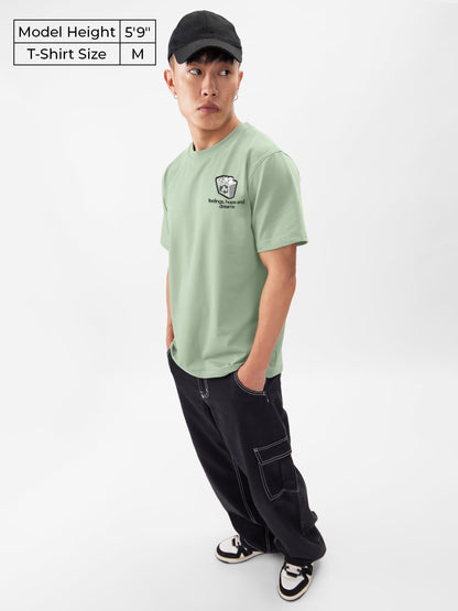 The Souled Store Hopes & Dreams Men and Boys Short Sleeves Round Neck Green Graphic Printed Regular Fit Cotton T-Shirts