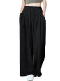 Greciilooks WomenS Loose High Rise Textured Trousers | High-Waisted Pant | Korean Trousars Black