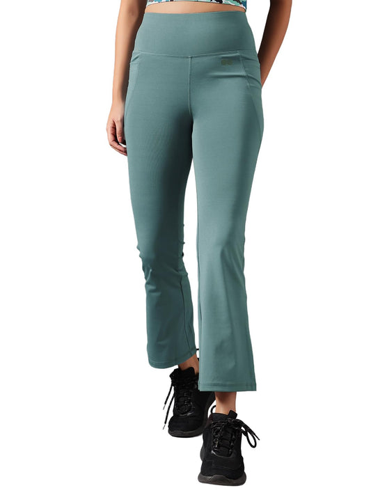 Clovia Womens Comfort-Fit High Rise Flared Yoga Pants (AB0090B08_Navy Blue_Large)
