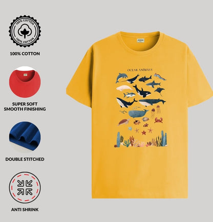 ADRO T Shirts for Boys & Girls || Ocean Sharks Printed T-Shirt || Ages 3-14 || 100% Cotton Round Neck Tshirt for Boys & Girls||K