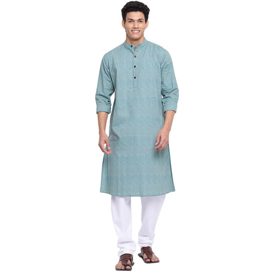 Fabindia MenS Cotton Slim Kurta (102409601_Green