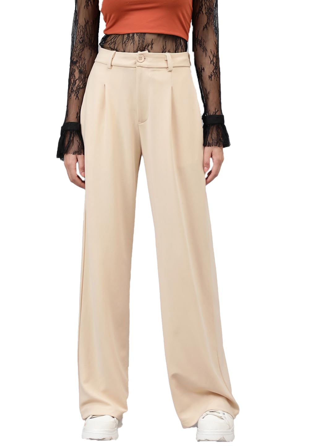 KOTTY Womens Polyester Blend Straight Fit Trousers