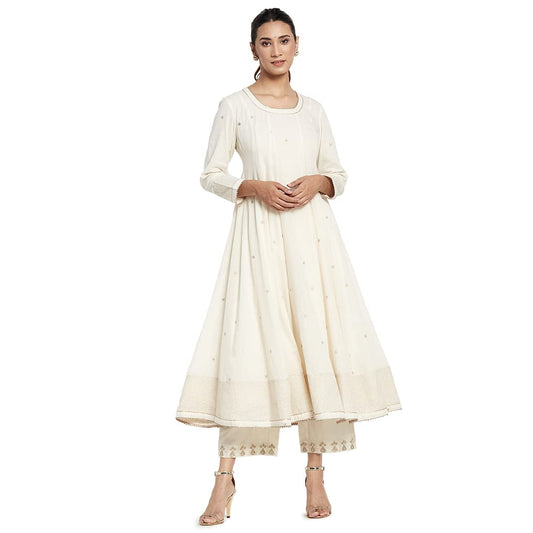 Fabindia Women Cotton Long Kurta Natural