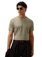 The Souled Store Solid Stone Brown Men & Boys Short Sleeve Round Crew Neck Solid Regular Fit Supima Cotton T-Shirts