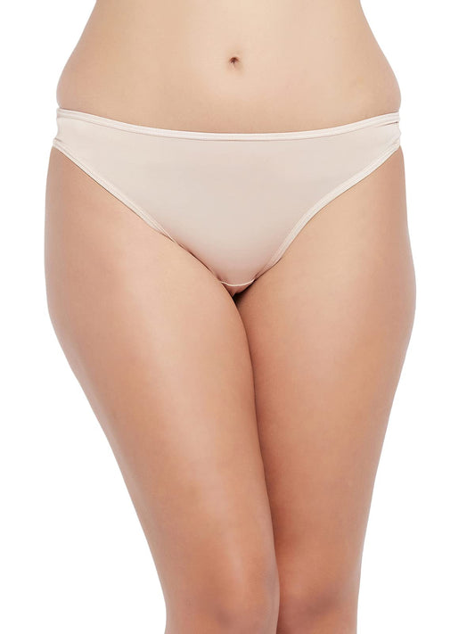 Clovia Womens Polyamide Classic Regular Solid Thong Panties (PN3485A24S_Beige_S)