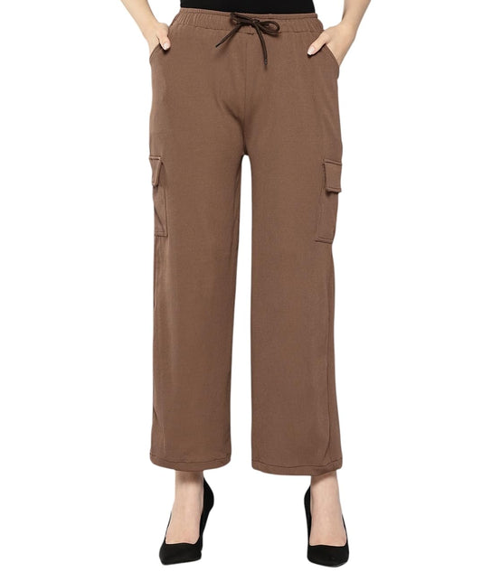 Aarika Girls Casual Wear Brown Colour Solid Nylon Pant (9-13 Years)