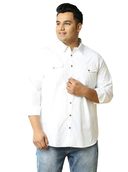 Thomas Scott Mens | Full Sleeve | Solid | Double Pockets | Regular Fit | Plus Size | 100% Cotton | Spread Collar | Casual | Shir