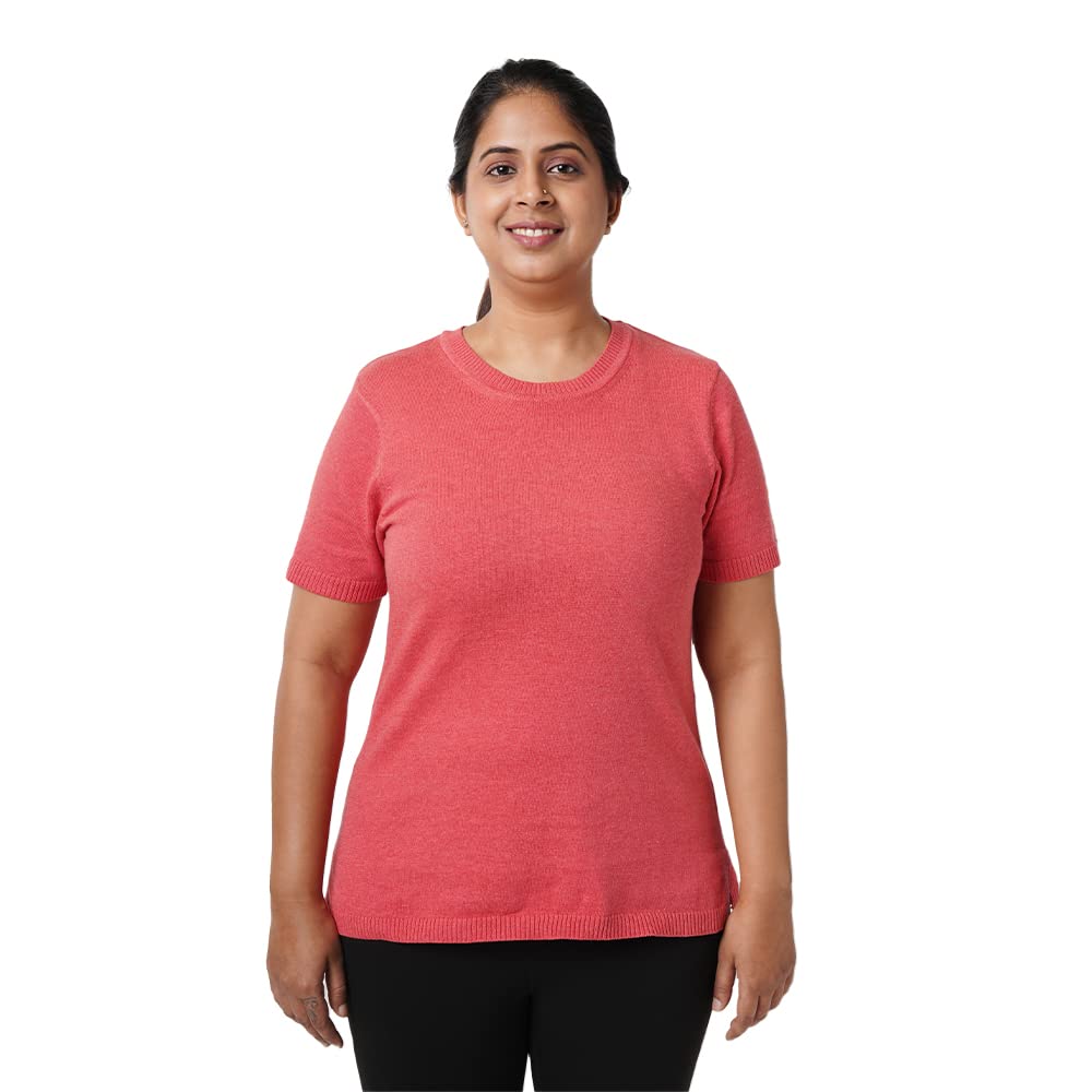 BlissClub Women at-Ease Cotton Knit Tees | 100% Cotton | CottonKnit Fabric | Loose Half-Sleeves | Western Tops | Side-Slits | Hi