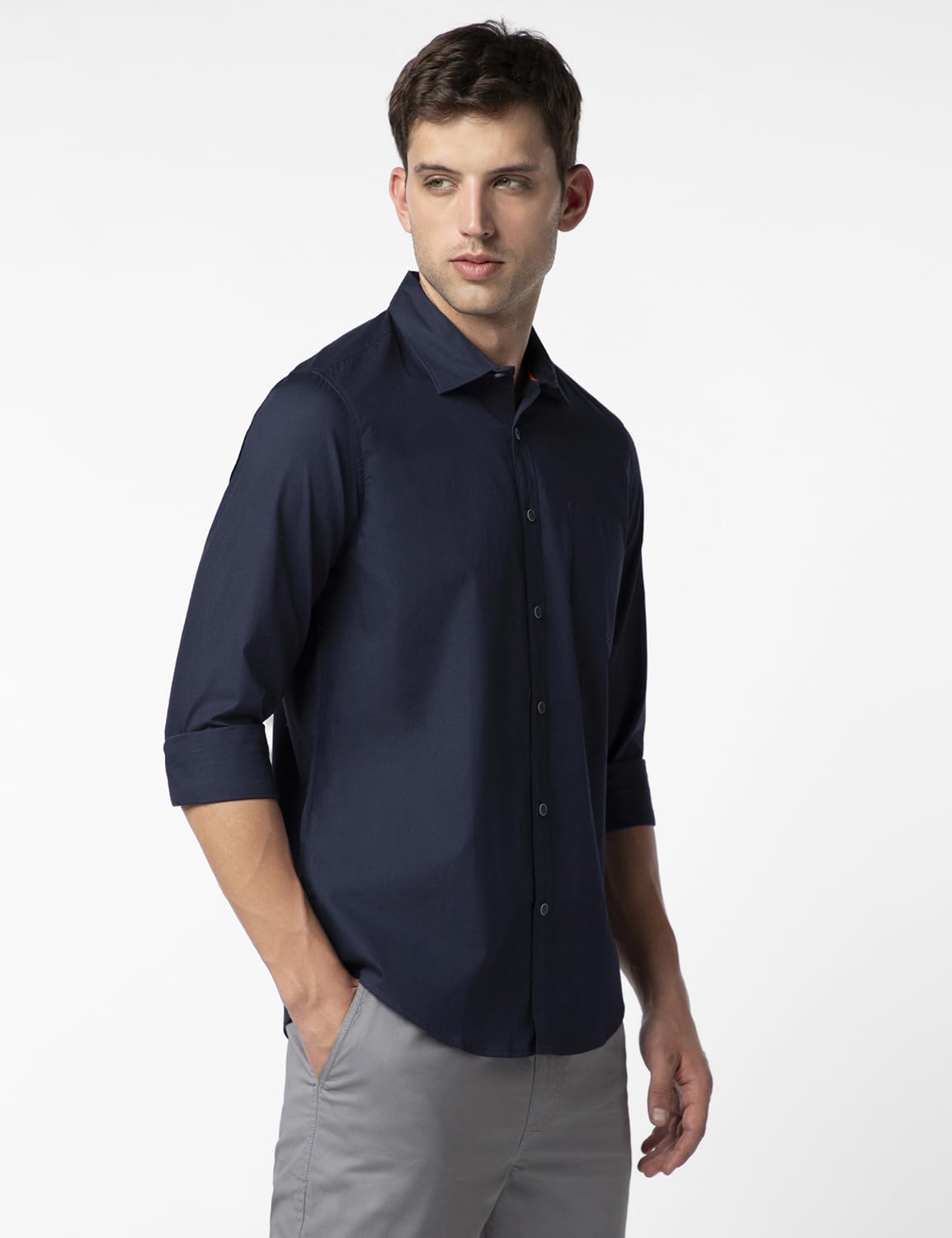 FYLTR Mens Solid 100% Cotton Casual Full Sleeves Shirt with Pocket