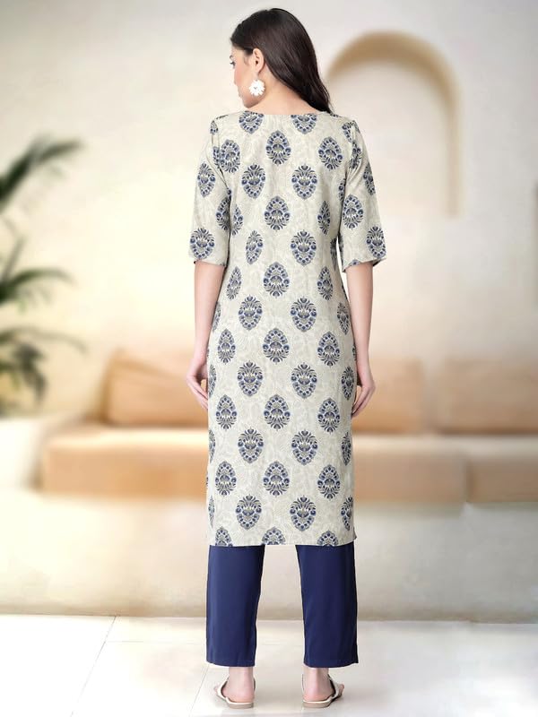 Pinkmint Kurta Set For Women Ll Printed Kurti & Pant Set Ll Regular Kurta Set Ll (Pack Of 2) Olive-White