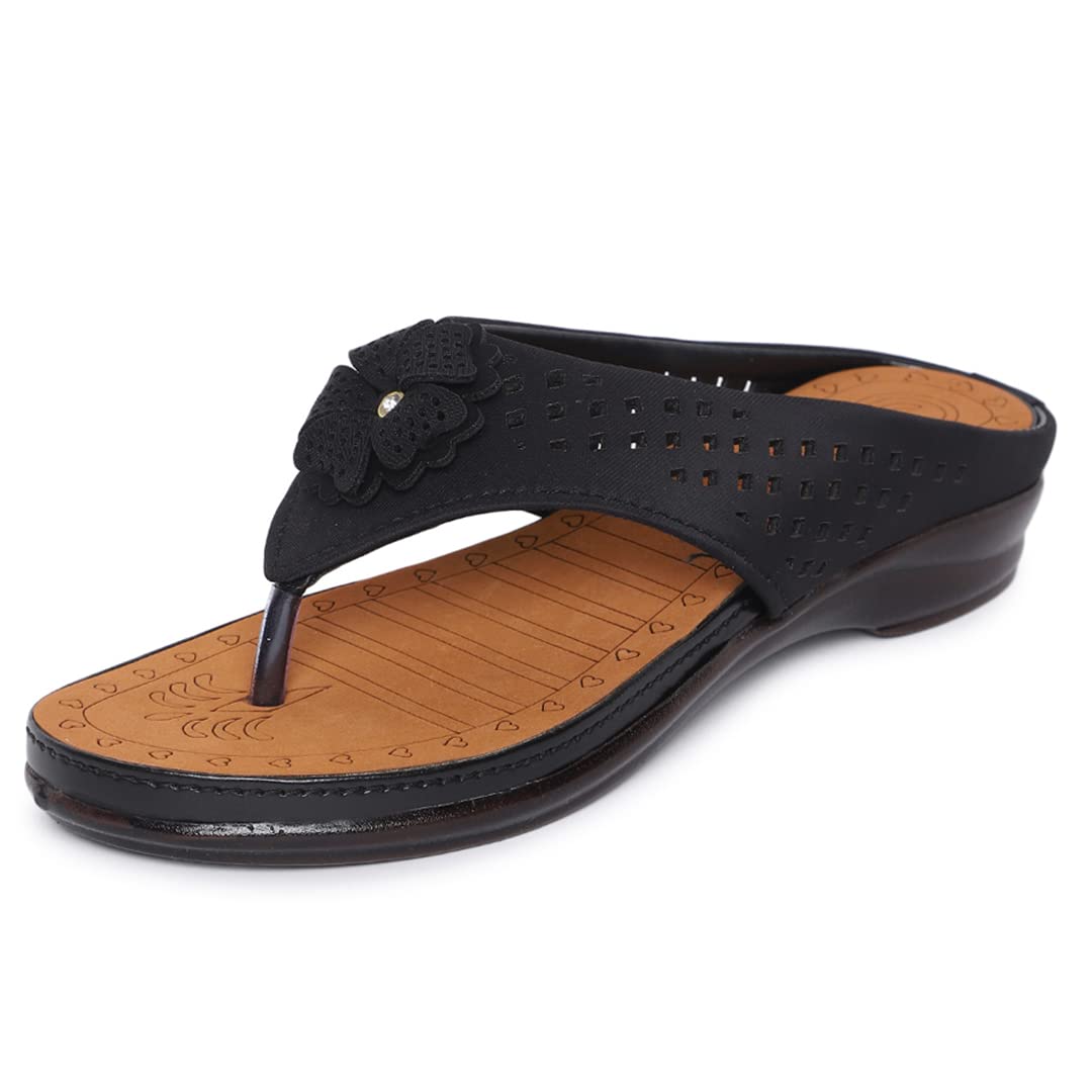 Ortho Joy WomenS Extra-Soft Comfortable Fancy Slippers - Black