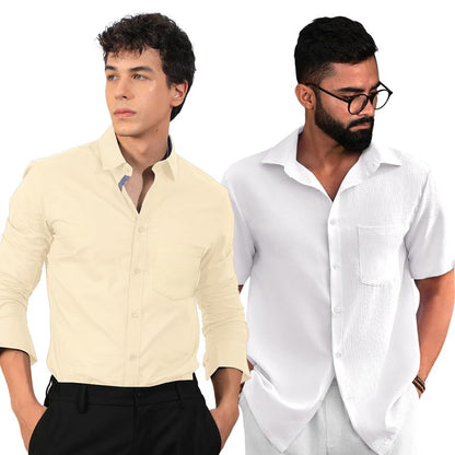 Pinkmint Shirt for Men ll Cotton & Popcron Style Shirt ll All Day Wear Mens Shirt (Pack of 2)