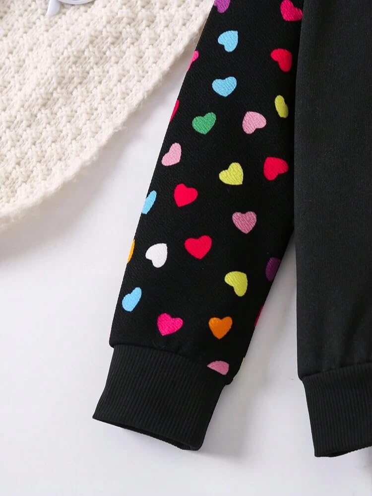 TAGAS Polyester Girls 2 Piece Outfits Heart Printed Long Sleeve Crewneck |||| Two-Piece Set FOR GIRLS ||GIRLS Dress||(GTP-75),