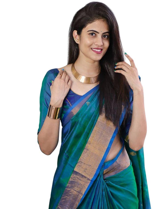 Flosive Ayn WomenS Present Banarasi Soft Lichi Silk Saree Beautiful Jacquard Rich Pallu Design Work Zari Woven Kanjivaram Silk