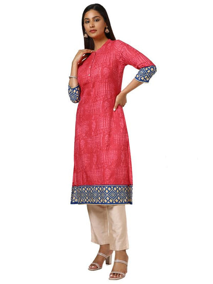 Soch Womens Fuchsia Cotton Blend Abstract Print Kurta