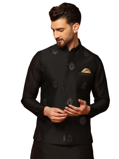 Kisah Nehru Jacket For Men  Embroidered Cotton Blend Modi Jacket | Ethnic & Formal Waist Coat For Weddings, Parties & Office Wea