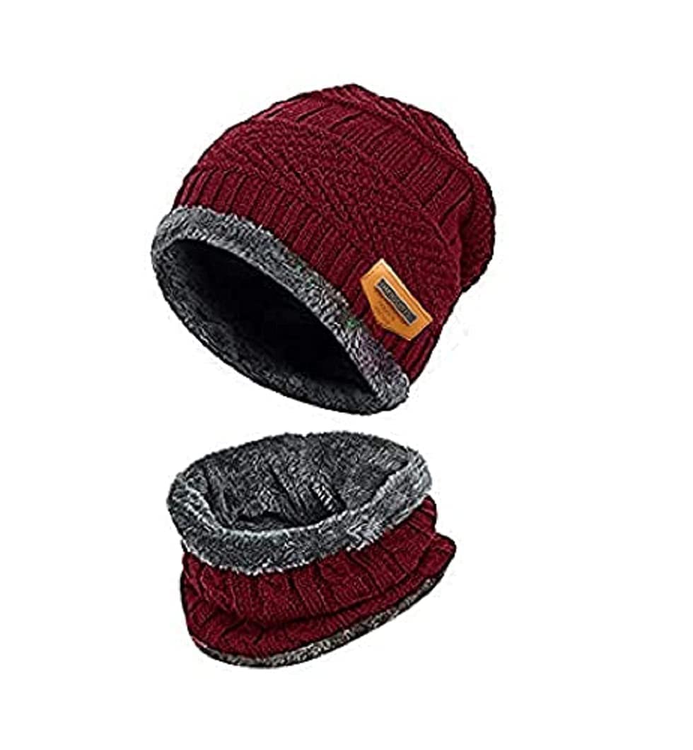 Digital Shopeeultra Soft Unisex Woolen Beanie Cap + Neck Scarf Set For Men I Women I Girl I Boy - Warm, Snow Proof