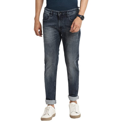 Turtle Men Dark Grey Narrow Fit Solid Jeans