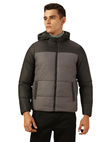 Dennis Lingo Men Regular Fit Ployseter Colorblock Full Sleeves Hooded Padded Jackets