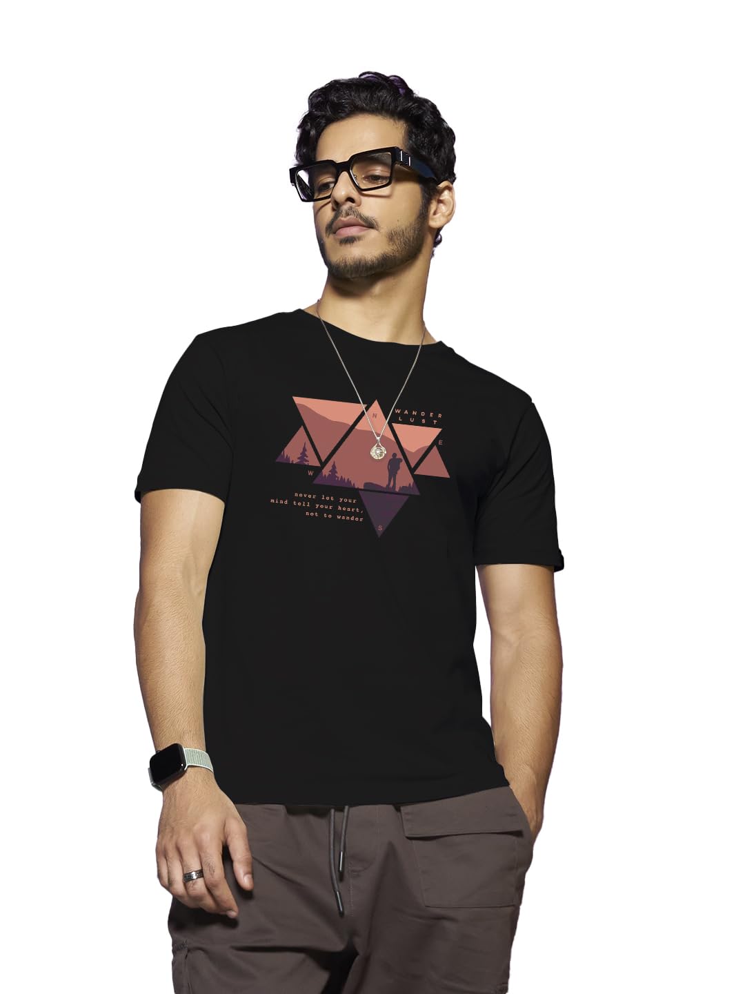 Bewakoof Mens Printed 100% Cotton T-Shirt - Regular Fit, Round Neck, Half Sleeves Black