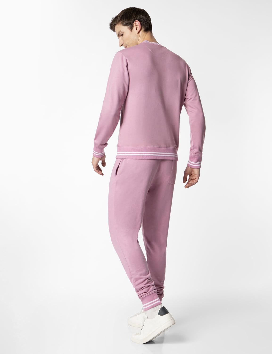FYLTR Mens Sweatshirt & Jogger Casual Co-ord Set with Striped Rib Detail - Stripe Rib Detail on Neck, Cuff & Hem | Casual Winte